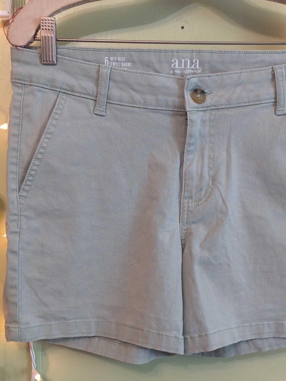 Women's ANA Mid Rise Twill Short 5" Inseam Sage 6 - Picture 5 of 11